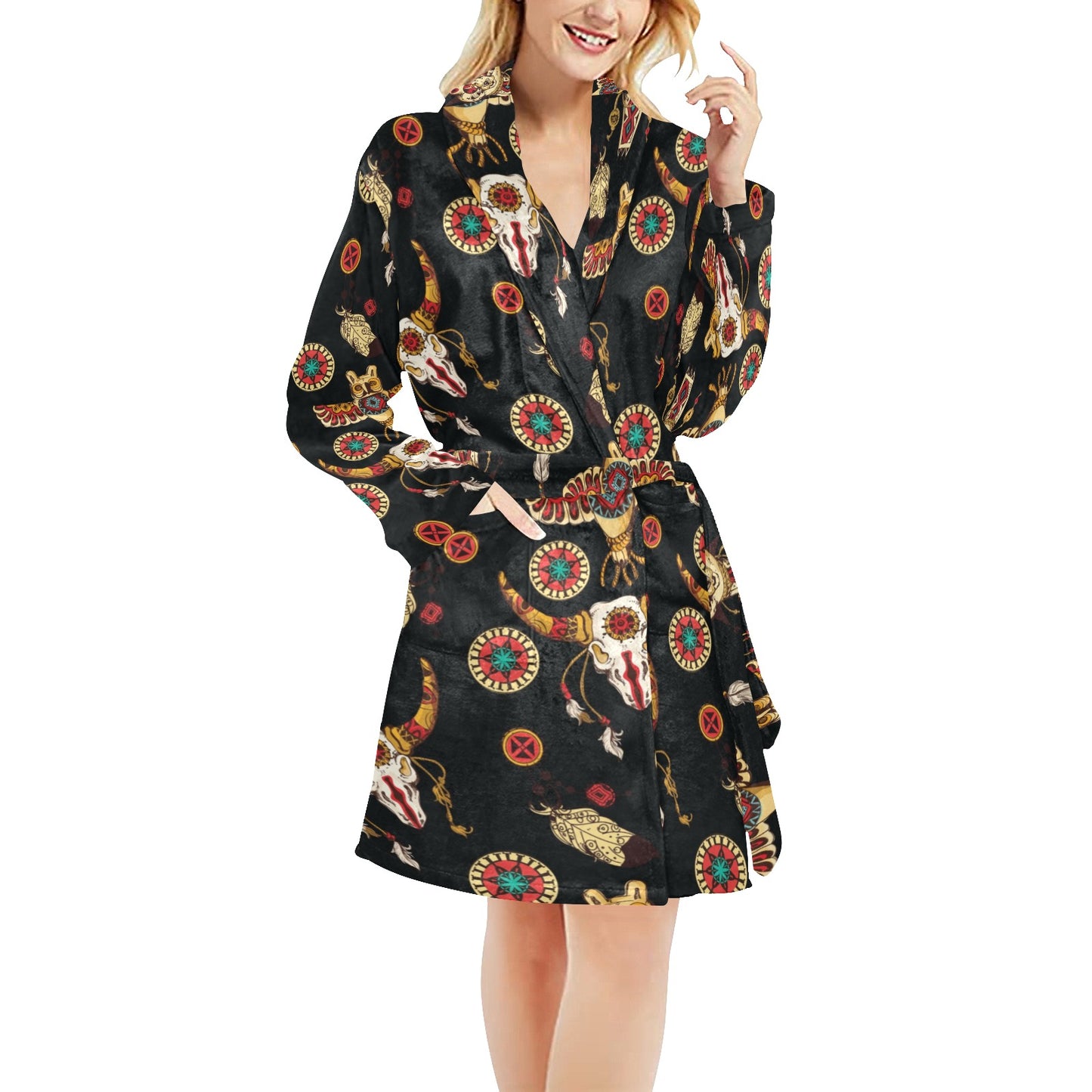 Native American Symbol Pattern Women's Fleece Robe