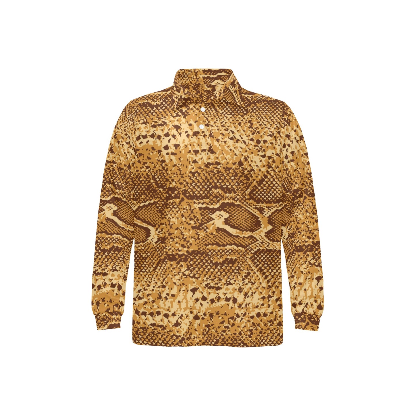 Python Brown Pattern Print Design A03 Long Sleeve Polo Shirt For Men's
