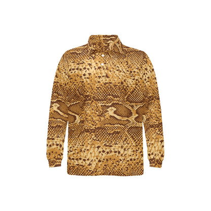 Python Brown Pattern Print Design A03 Long Sleeve Polo Shirt For Men's