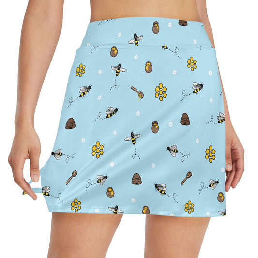 Honey Bee Print Design LKS307 17" Golf & Pickleball Skort with Pockets