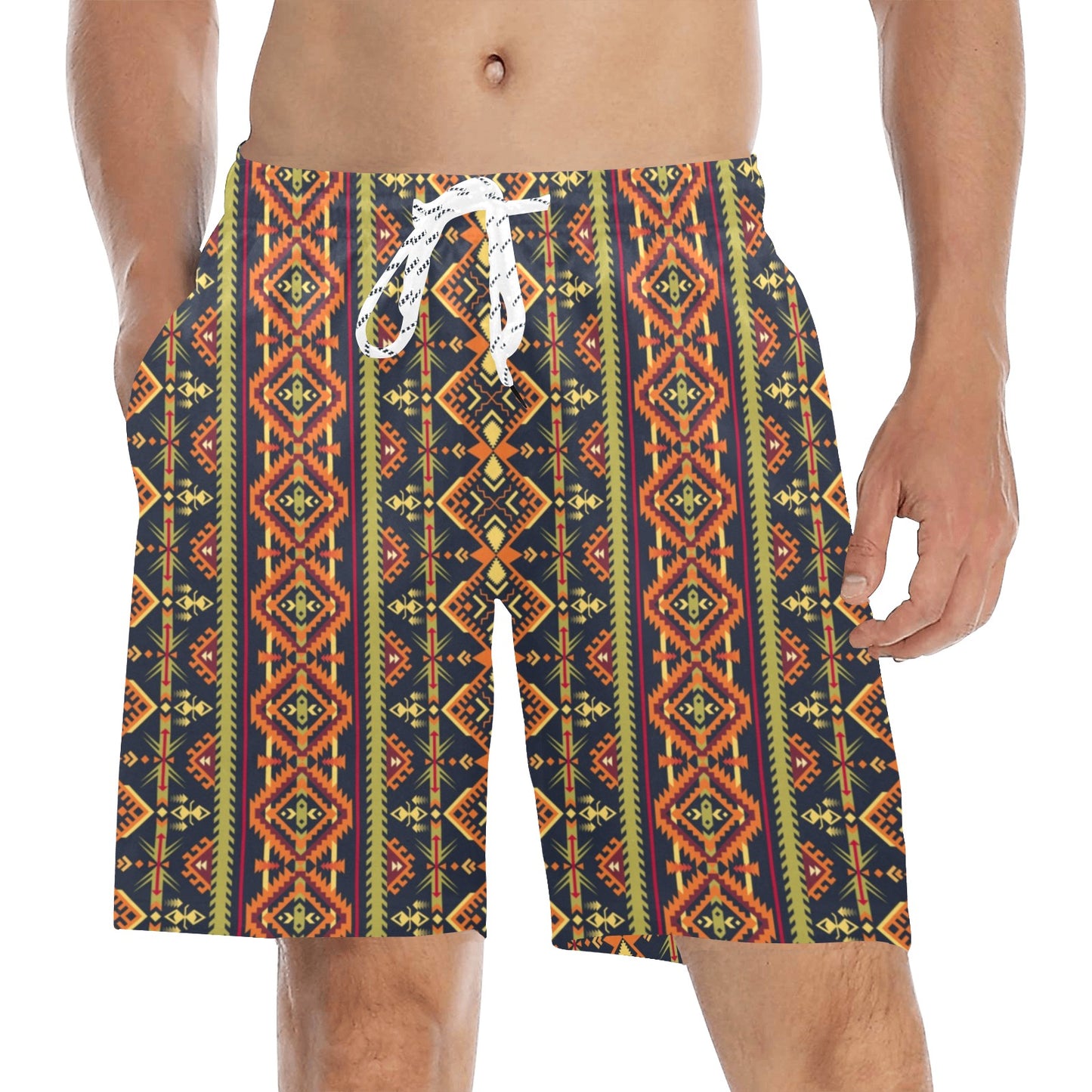 Kente Classic Design African Print Men's Swim Trunks Beach Shorts