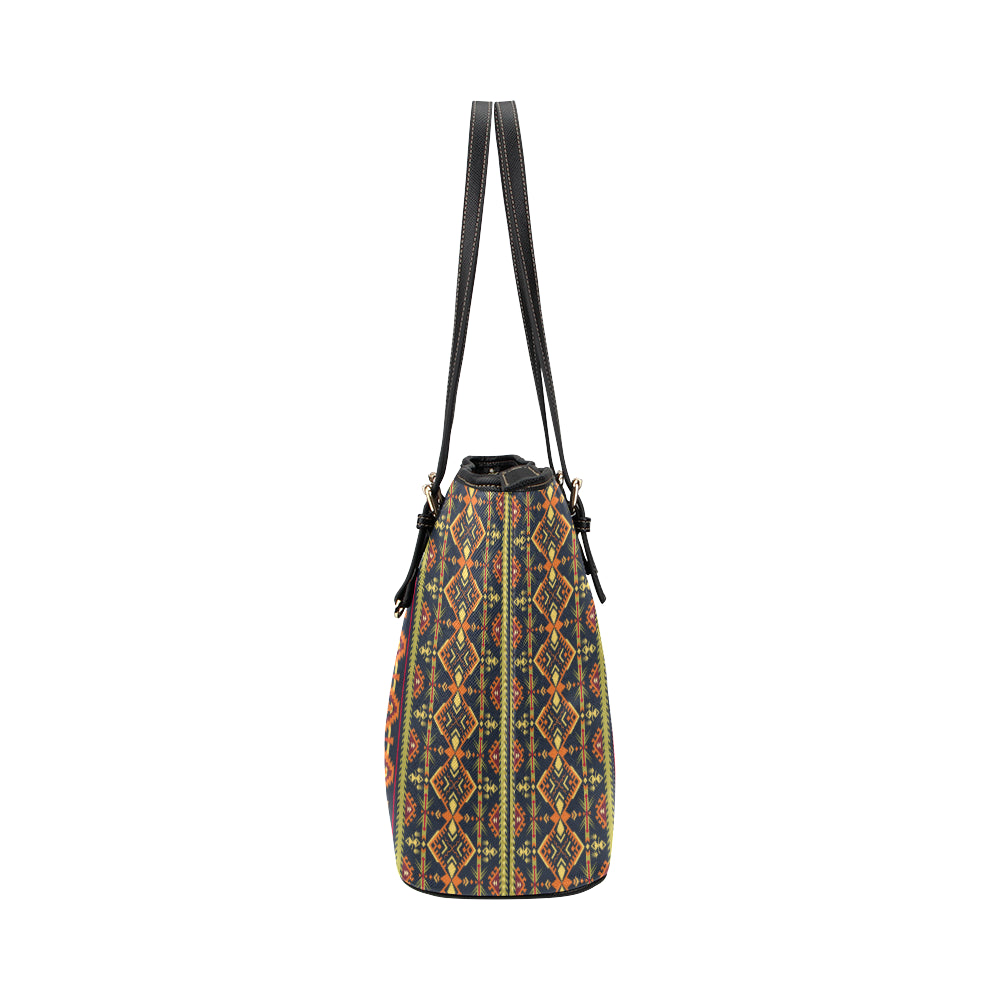 Kente Classic Design African Print Leather Tote Bag