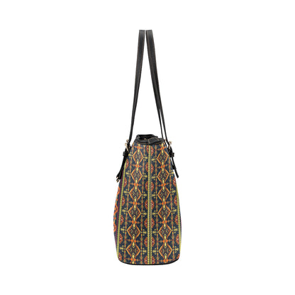 Kente Classic Design African Print Leather Tote Bag