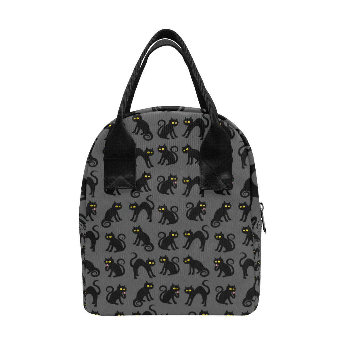 Black Cat Cute Print Pattern Insulated Lunch Bag