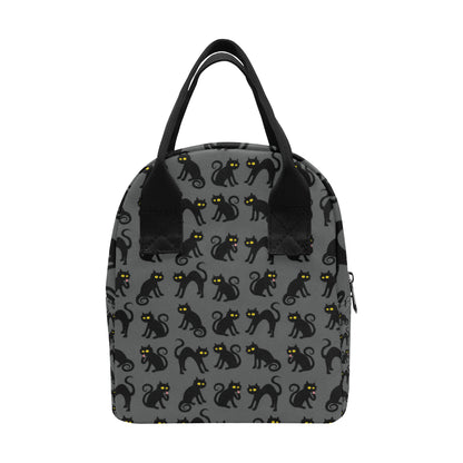 Black Cat Cute Print Pattern Insulated Lunch Bag
