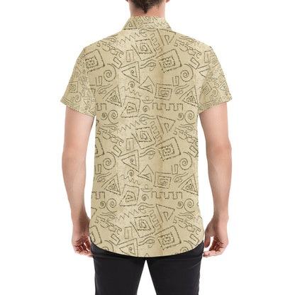Ancient Greek Print Design LKS3013 Men Short Sleeve Button Up Shirt