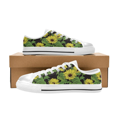 Sunflower Print Design LKS3010 Women's White Low Top Shoes