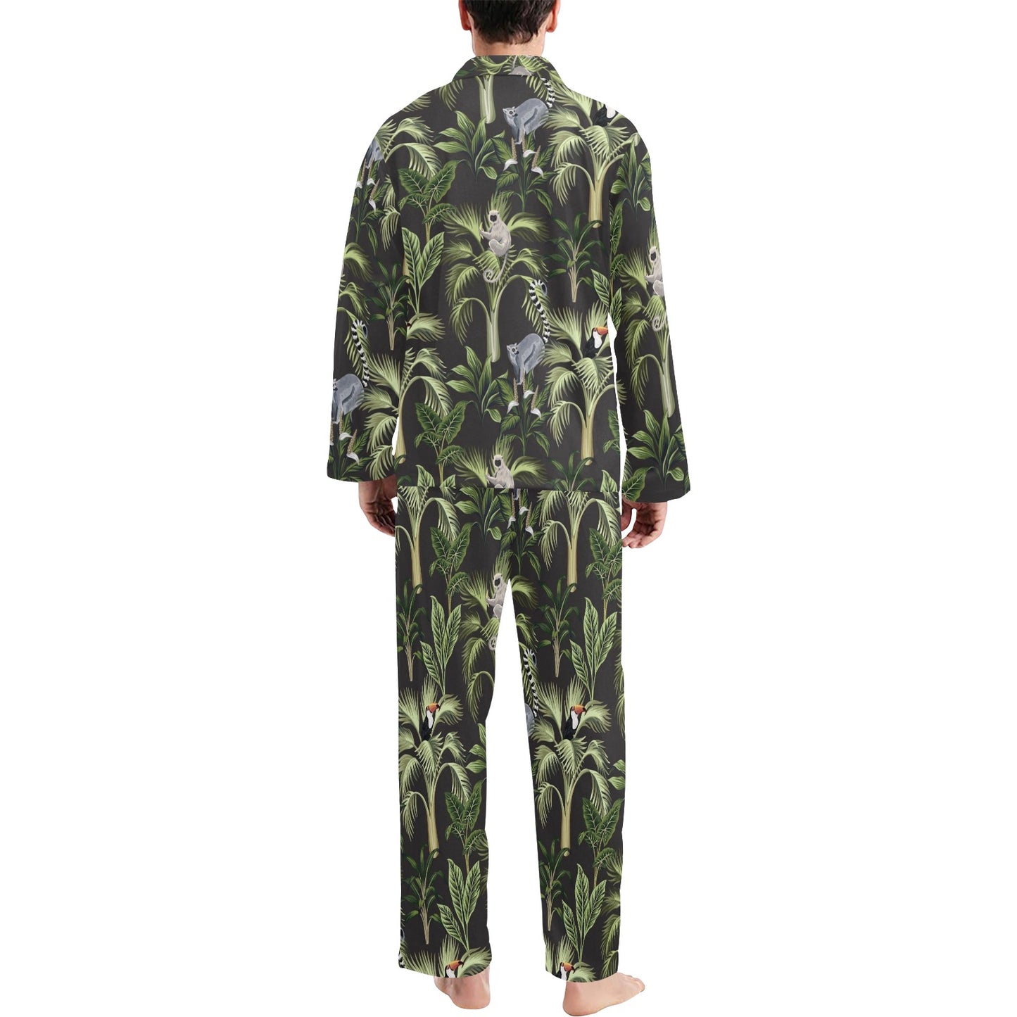 Rainforest Pattern Print Design RF05 Men's Long Pajama Set