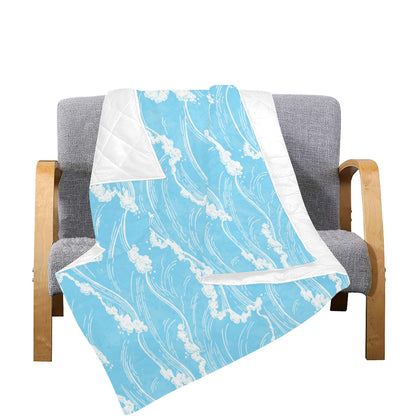 Ocean Wave Pattern Print Design A01 Premium Quilt