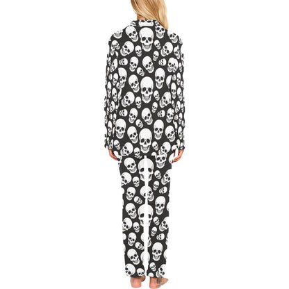 Skull Print Design LKS301 Women's Long Pajama Set