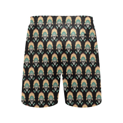American indian Skull Pattern Men's Swim Trunks Beach Shorts