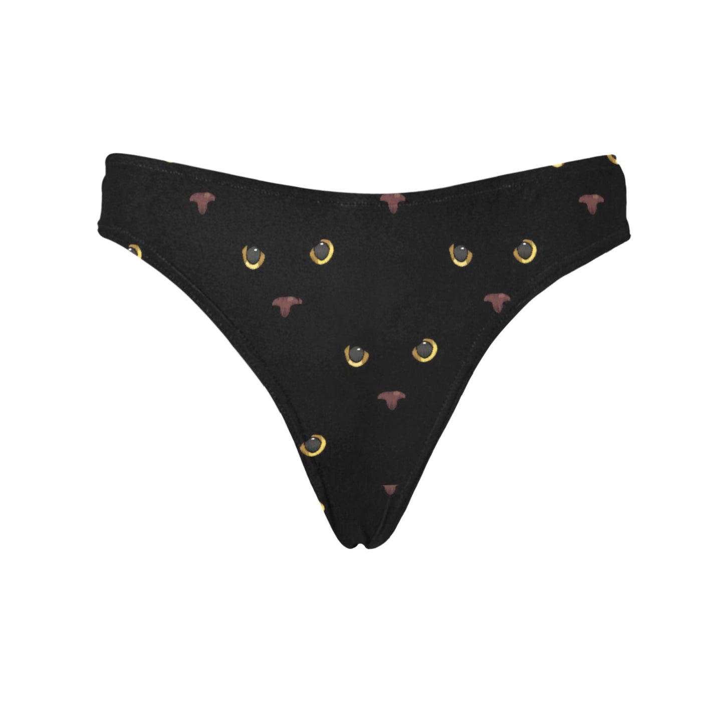 Black Cat Face Print Pattern Women's Thongs