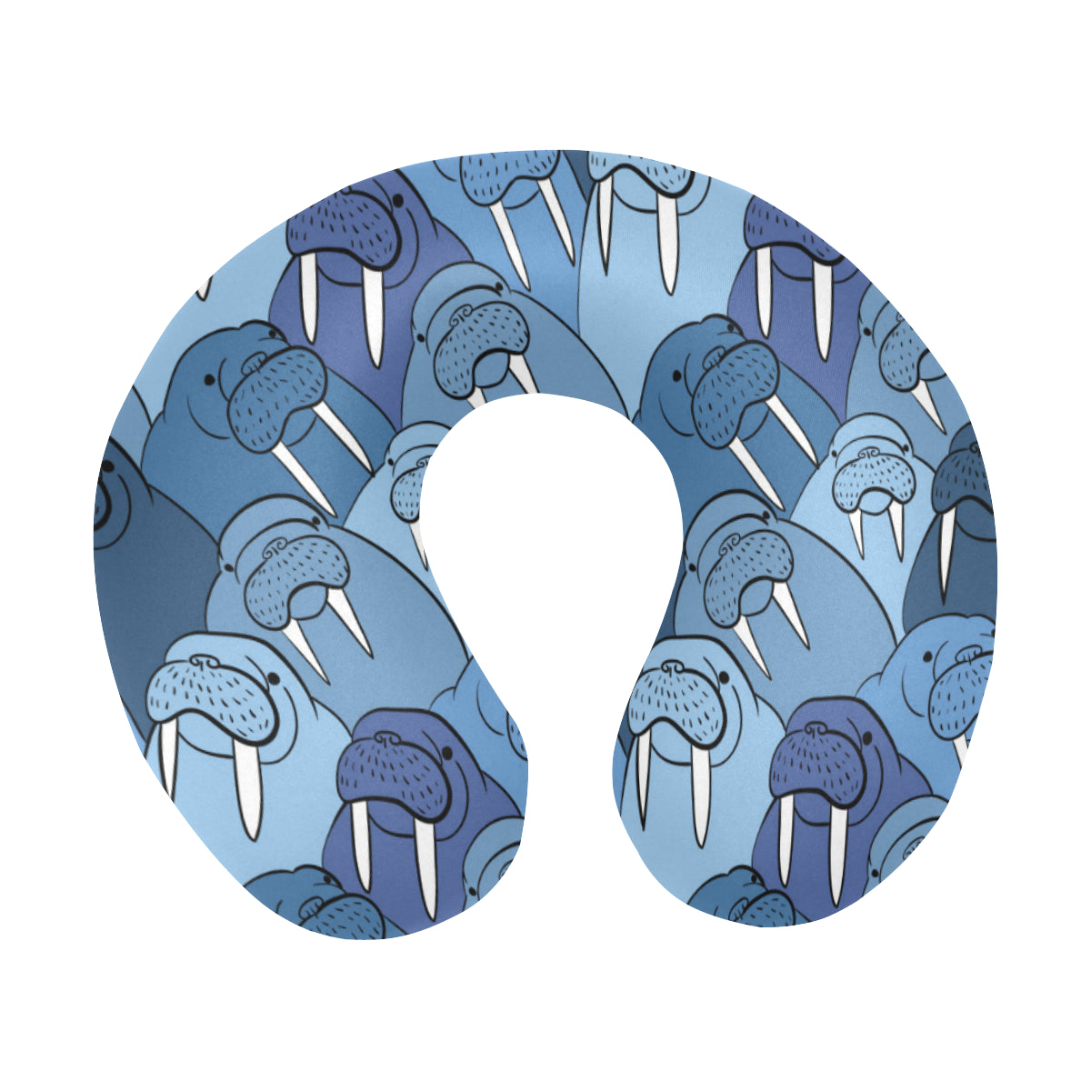 Walrus Pattern Print Design 01 U-Shaped Travel Neck Pillow