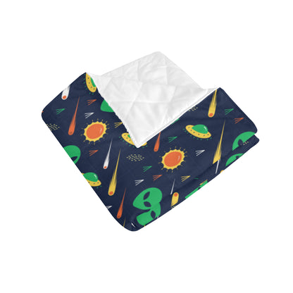 Alien UFO Pattern Print Design 05 Premium Quilt