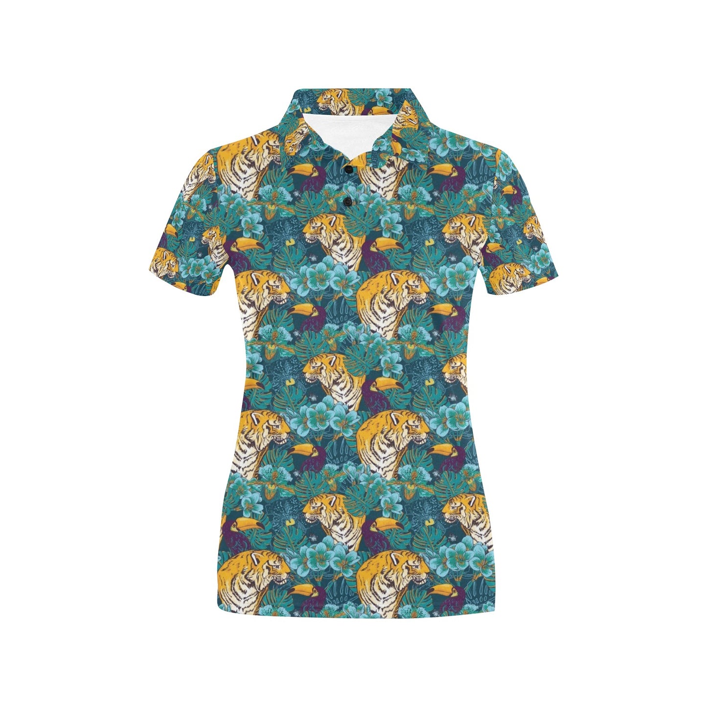 Tiger Tropical Print Design LKS301 Women's Polo Shirt