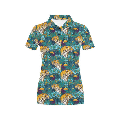 Tiger Tropical Print Design LKS301 Women's Polo Shirt