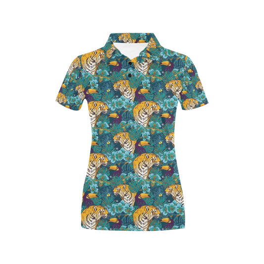 Tiger Tropical Print Design LKS301 Women's Polo Shirt