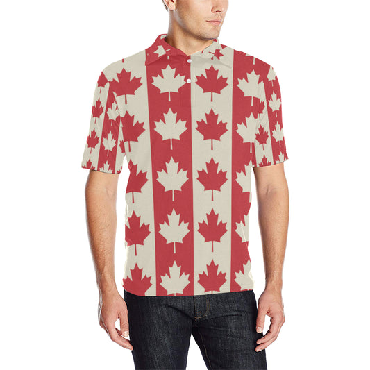 Maple Leaf Pattern Print Design 02 Men Polo Shirt
