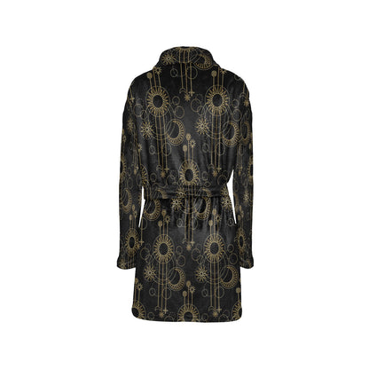 Moon Boho Style Pattern Print Design 01 Women's Fleece Robe