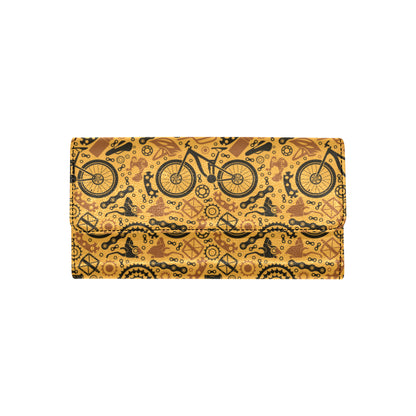 Mountain bike Pattern Print Design 03 Women's Trifold Wallet