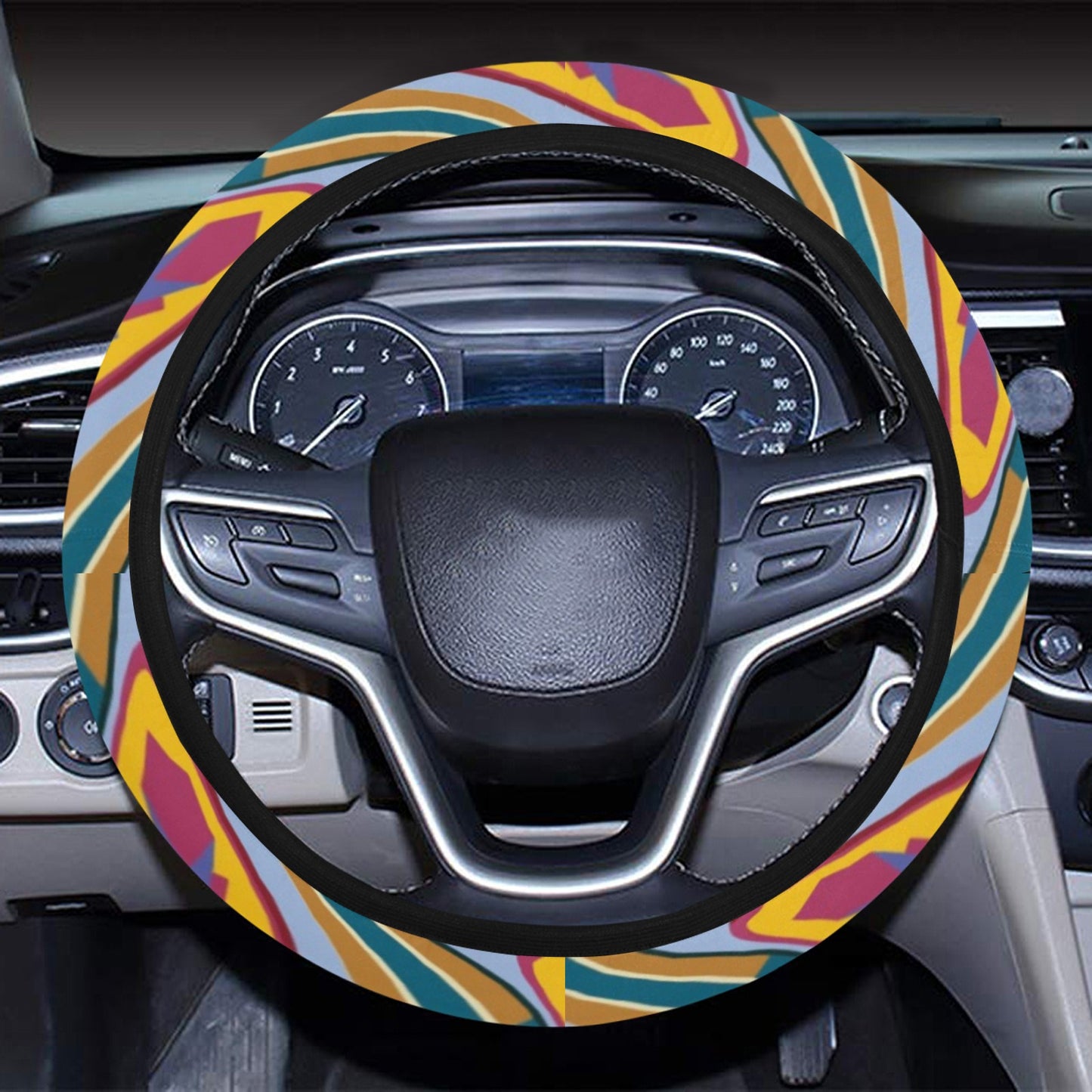 Surfboard Pattern Print Design LKS303 Steering Wheel Cover with Elastic Edge