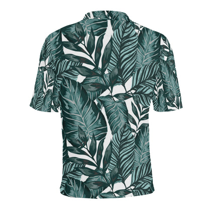 Tropical Palm Leaves Pattern Men Polo Shirt