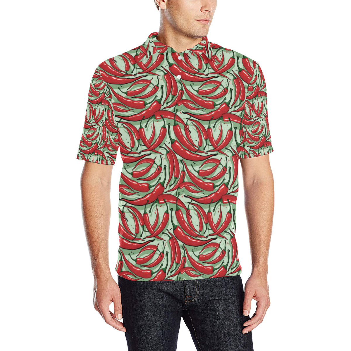 Chilli Pepper Pattern Print Design 04 Men Polo Shirt