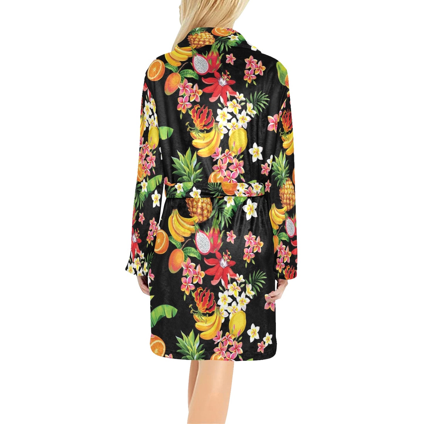 Tropical Fruits Pattern Print Design TF02 Women's Fleece Robe