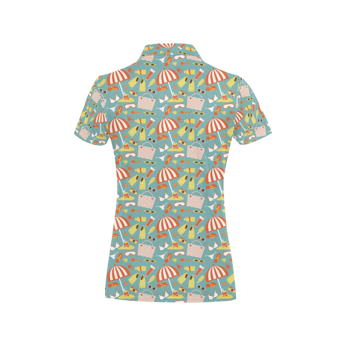 Beach Scene Pattern Print Design 02 Women's Polo Shirt