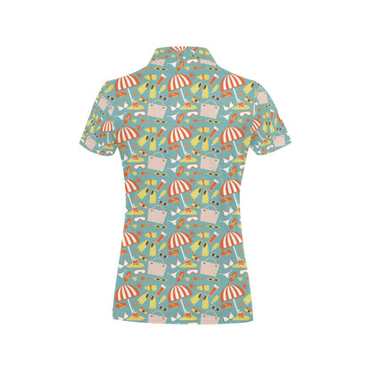 Beach Scene Pattern Print Design 02 Women's Polo Shirt