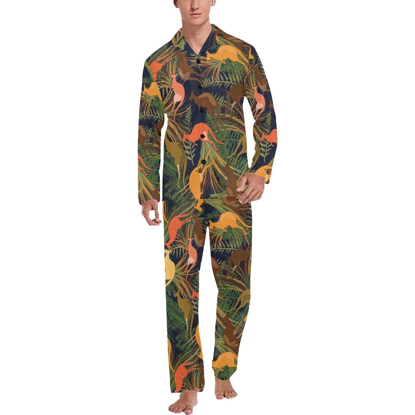 Kangaroos Pattern Print Design 07 Men's Long Pajama Set