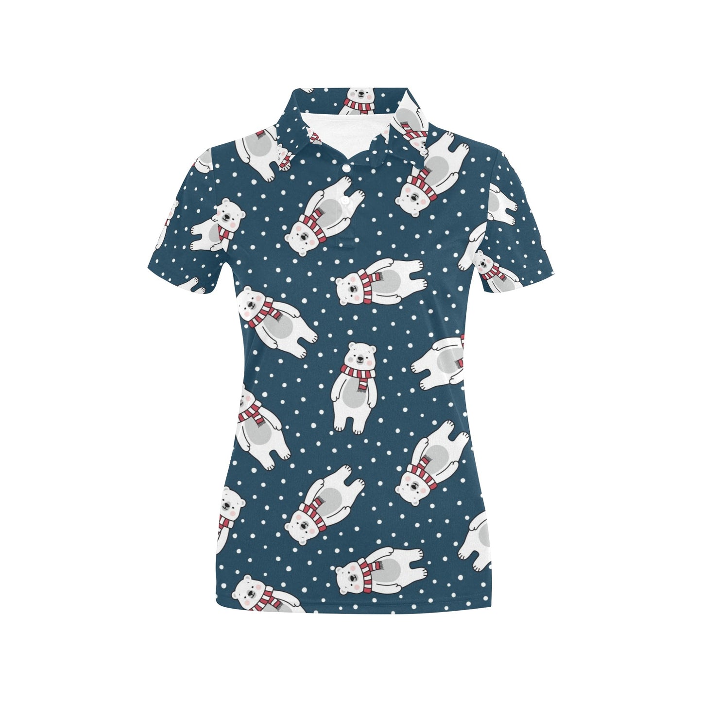 Polar Bear Pattern Print Design PB05 Women's Polo Shirt