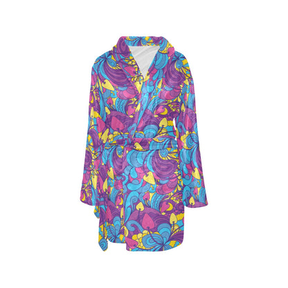 Psychedelic Mushroom Pattern Print Design A03 Women's Fleece Robe