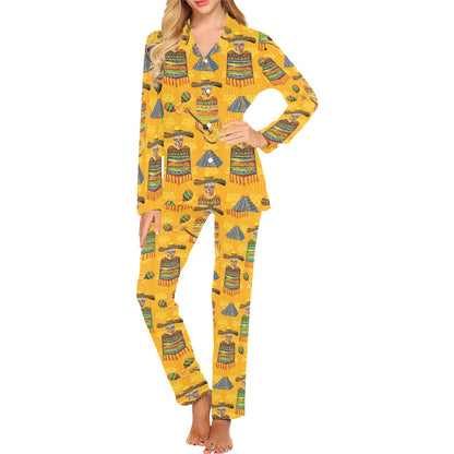 Maracas Mexican Style Pattern Print Design 02 Women's Long Pajama Set