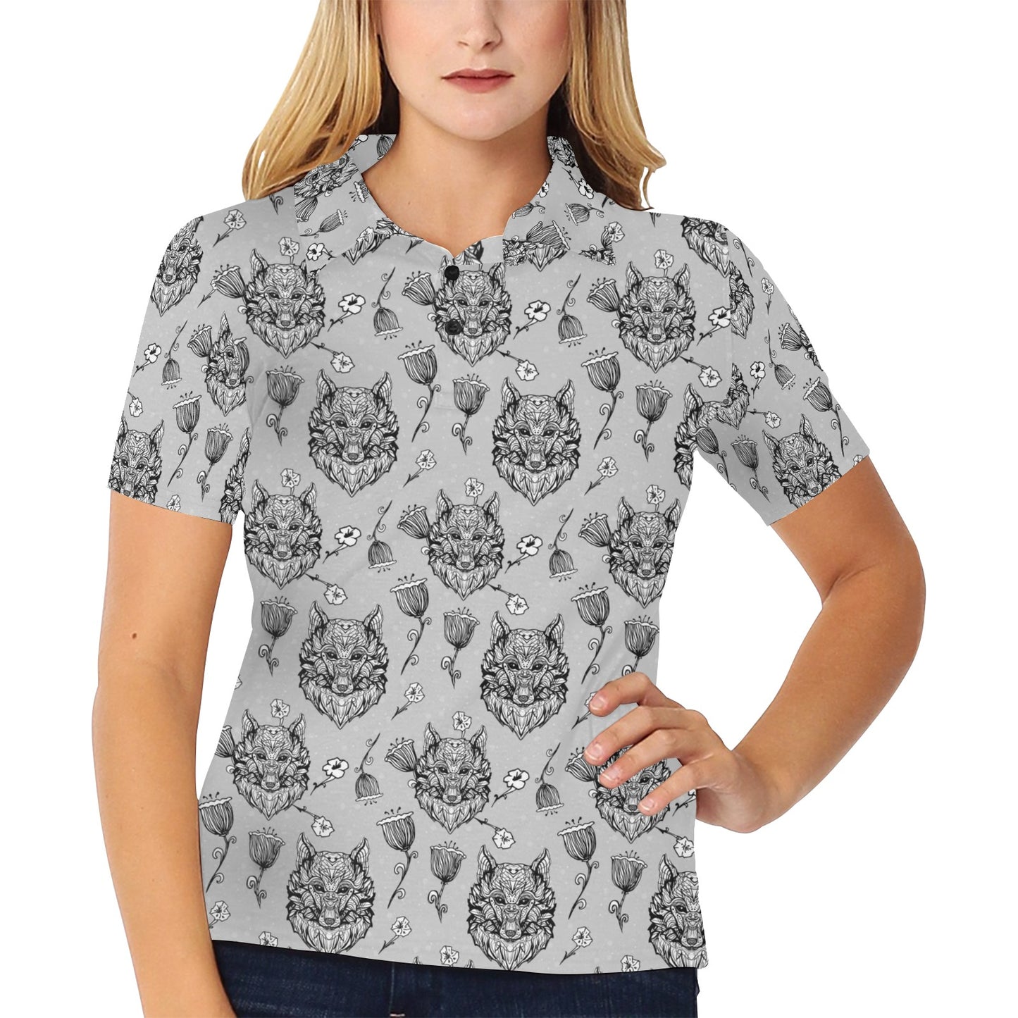 Tribal Pattern Print Design LKS306 Women's Polo Shirt
