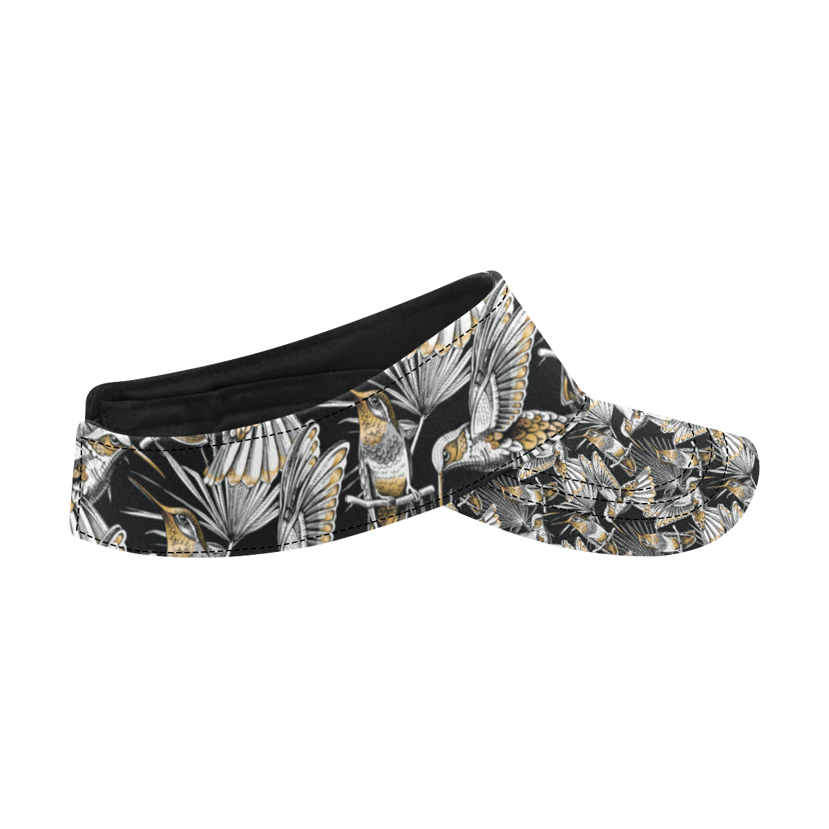 Hummingbird Gold Design Themed Print Unisex Sun Visor