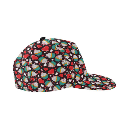Cupcakes Heart Print Pattern Snapback Cap