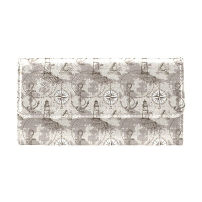 Nautical Map Design Themed Print Women's Trifold Wallet