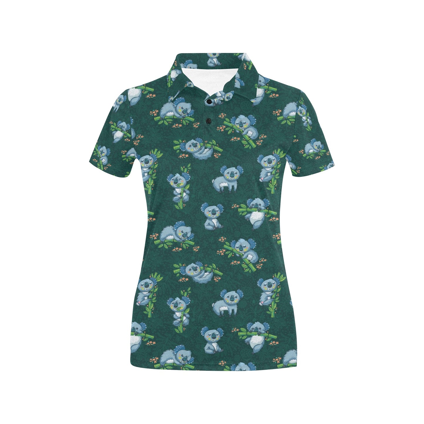 Koala Blue Design Print Women's Polo Shirt