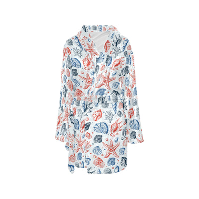 Seashell Print Design LKS307 Women's Fleece Robe