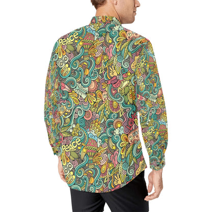 Hippie Print Design LKS302 Men's Long Sleeve Dress Shirt