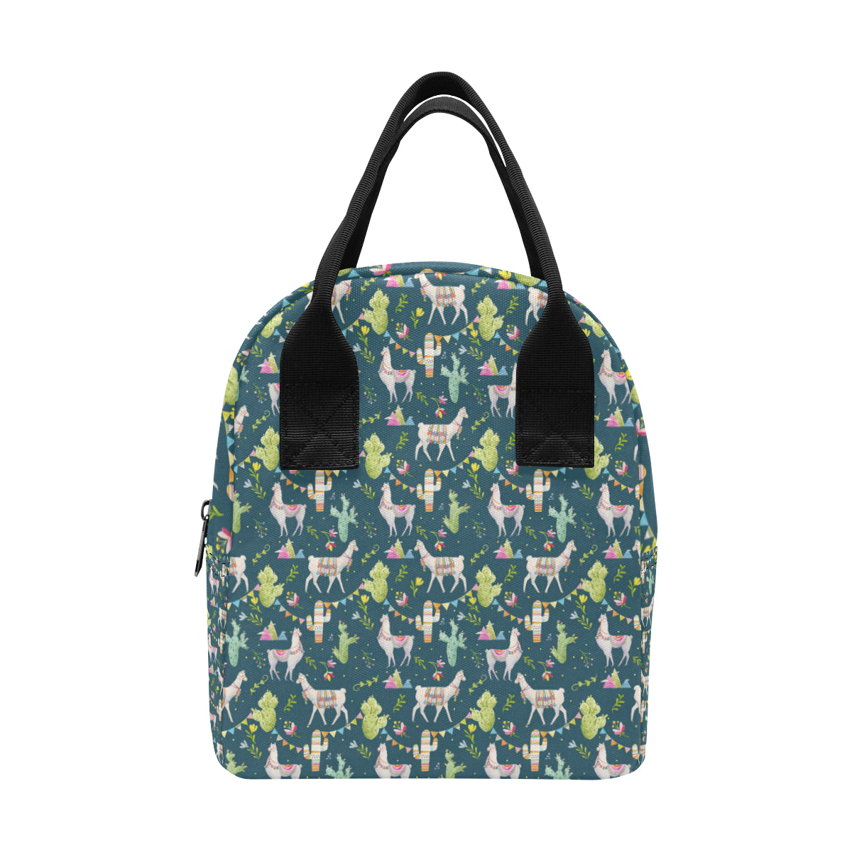 Llama with Cactus Design Print Insulated Lunch Bag