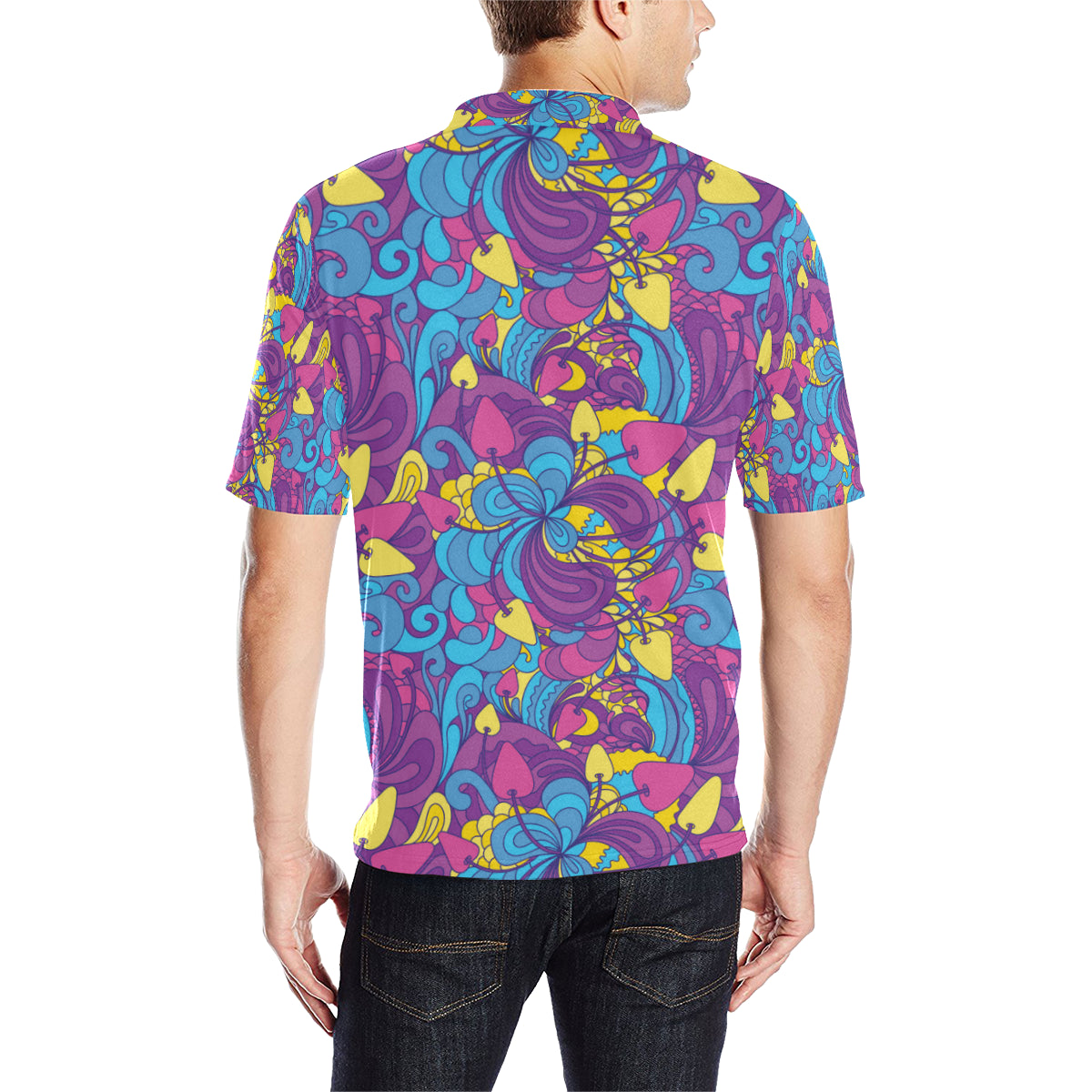 Psychedelic Mushroom Pattern Print Design A03 Men Polo Shirt
