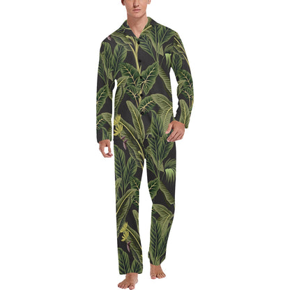 Banana Leaf Pattern Print Design BL04 Men's Long Pajama Set