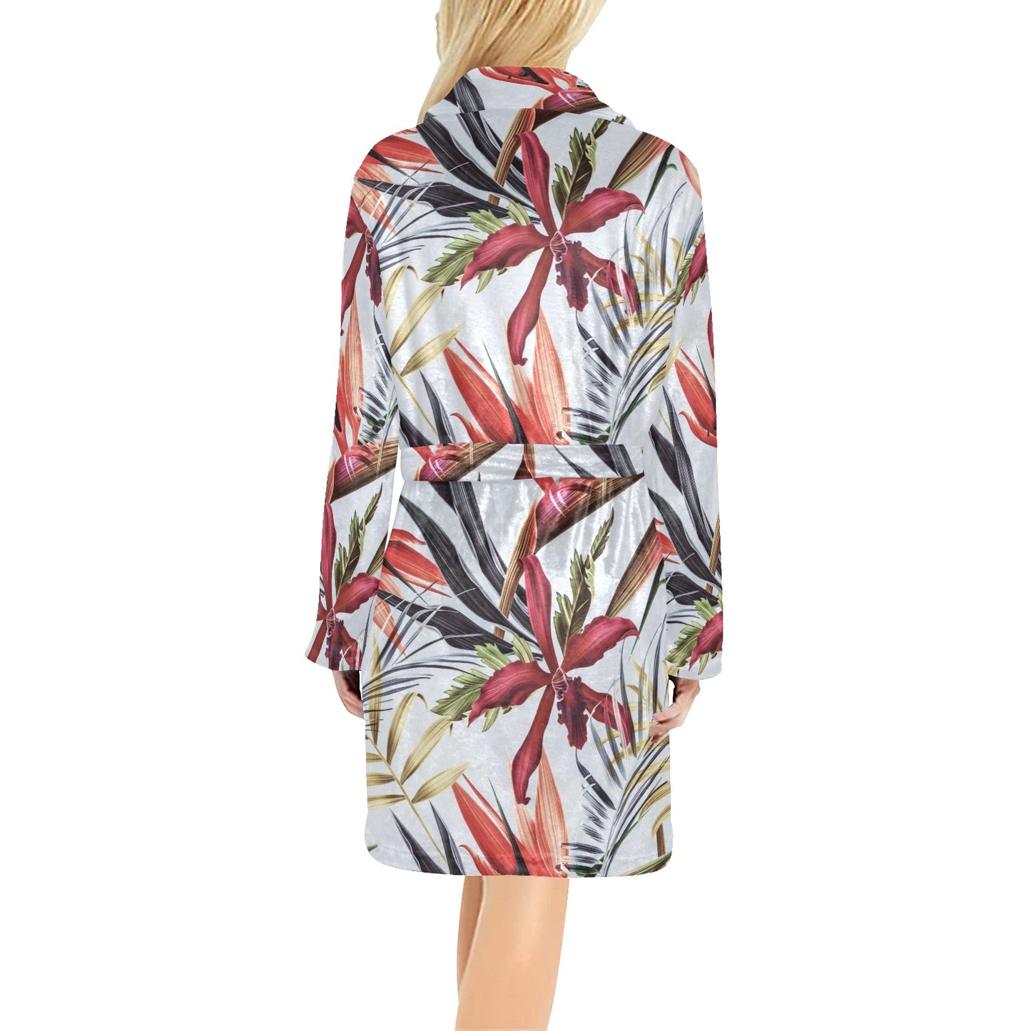 Tropical Flower Pattern Print Design TF021 Women's Fleece Robe