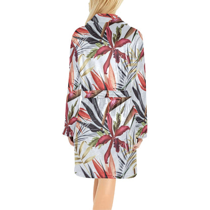 Tropical Flower Pattern Print Design TF021 Women's Fleece Robe
