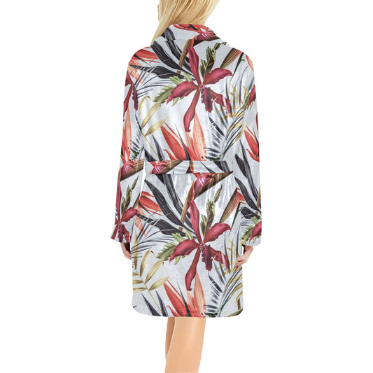 Tropical Flower Pattern Print Design TF021 Women's Fleece Robe