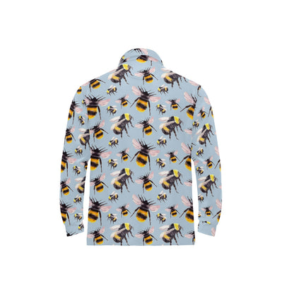 Bee Pattern Print Design BEE08 Long Sleeve Polo Shirt For Men's
