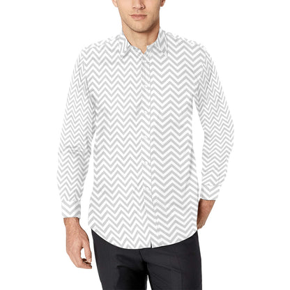 Chevron Print Design LKS401 Men's Long Sleeve Dress Shirt