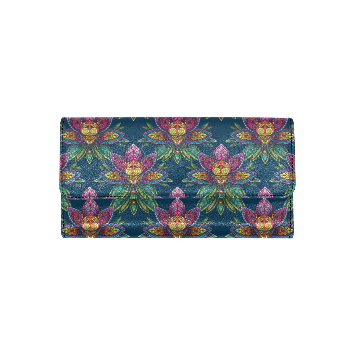 lotus Boho Pattern Print Design LO04 Women's Trifold Wallet